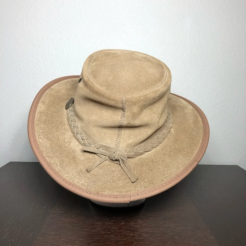 Barmah 1061HI Foldaway 50+UPF Suede Tan Unisex Hat Hiking Beach Festival M 7 1/8